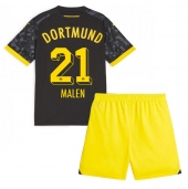 Borussia Dortmund Donyell Malen #21 Replika Bortedrakt Barn 2023-24 Kortermet (+ bukser)