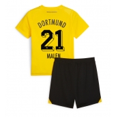 Borussia Dortmund Donyell Malen #21 Replika Hjemmedrakt Barn 2023-24 Kortermet (+ bukser)