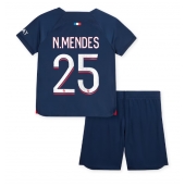 Paris Saint-Germain Nuno Mendes #25 Replika Hjemmedrakt Barn 2023-24 Kortermet (+ bukser)