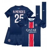 Paris Saint-Germain Nuno Mendes #25 Replika Hjemmedrakt Barn 2024-25 Kortermet (+ bukser)