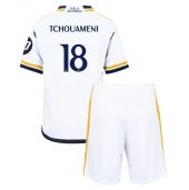 Real Madrid Aurelien Tchouameni #18 Replika Hjemmedrakt Barn 2023-24 Kortermet (+ bukser)